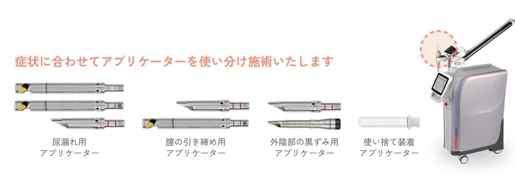 症状に合わせてアプリケーターを使い分け施術いたします
